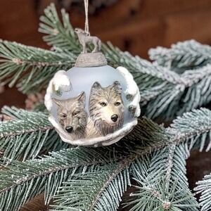 Bradford Edition Eyes of the Wild Wolf Ornament 1999, Vintage Christmas Decor